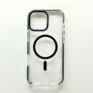 ETON 光環 磁吸鏡頭支架抗黃透明殼<span> - </span>黑色, iPhone 15 Pro