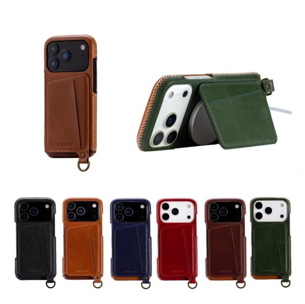 iPhone18 / NO.751MG - 經典系列磁吸站立卡袋皮革手機套-六色任選